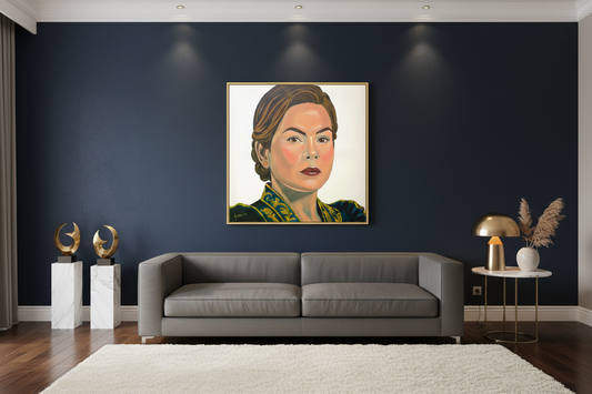 Portrait of Quiet Power displayed in an elegant gallery-style room by Mama Rose Art